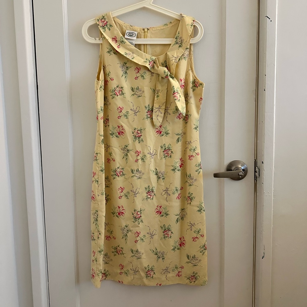 Vintage Laura Ashley Yellow Floral Silk Dress